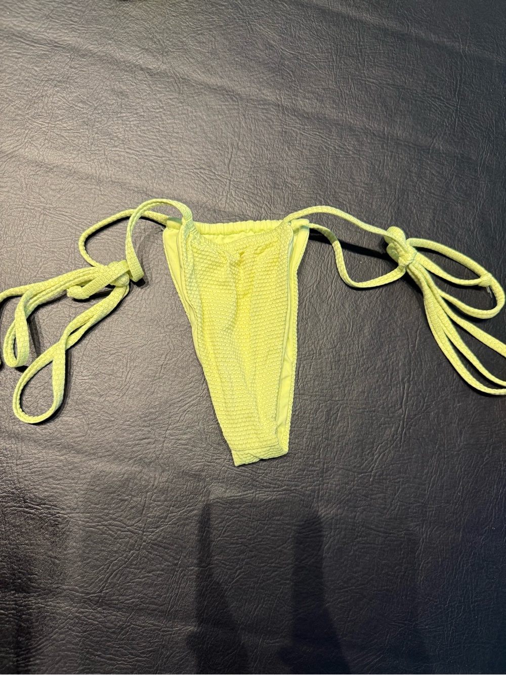 Frankies bikini Neon Yellow Textured Tie-Side Bikini Bottom xs
